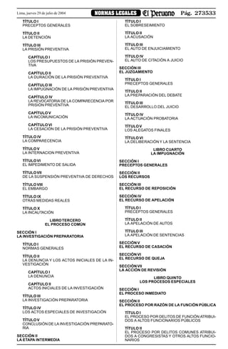 CÓDIGO PROCESAL PENAL - DECRETO LEGISLATIVO N° 957 El Peruano 29 JUL 2004 (81 págs.)29_jul_2004_(81_pags.)