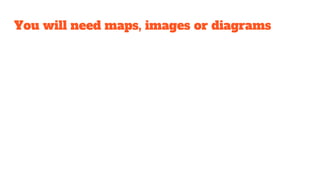 You will need maps, images or diagrams
 