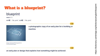 What is a blueprint?
https://dictionary.cambridge.org/dictionary/english/blueprint
 