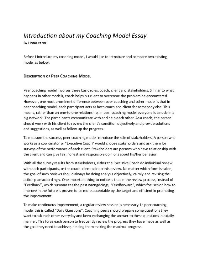 Coaching Model Essay