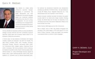 (   GARY H. BEDIAN, CLO

    Project Developer and
    Sponsor
 
