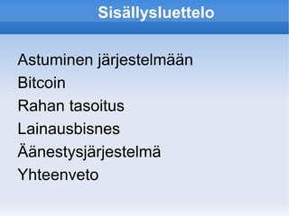 Sis?llysluettelo Astuminen j?rjestelm??n 