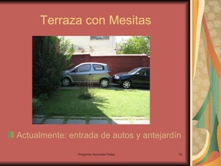 Terraza con Mesitas Actualmente: entrada de autos y antejardín 