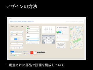 デザインの方法
• 用意された部品で画面を構成していく
 