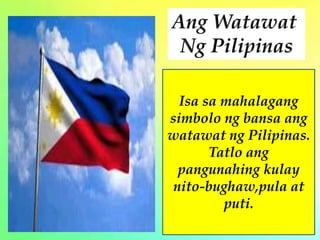 Ikalawang bituin - para sa Mindanao
na ang pangalan ay mula sa “danaw” o
lawa. Ito ay sumasagisag sa tungkulin
ng mga Pili...