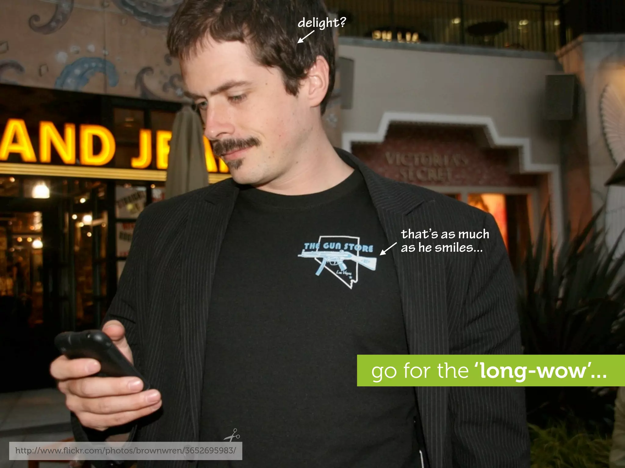 delight?




                                                                  that’s as much
                                                                  as he smiles...




                                                               go for the ‘long-wow’...


http://www.ﬂickr.com/photos/brownwren/3652695983/
 