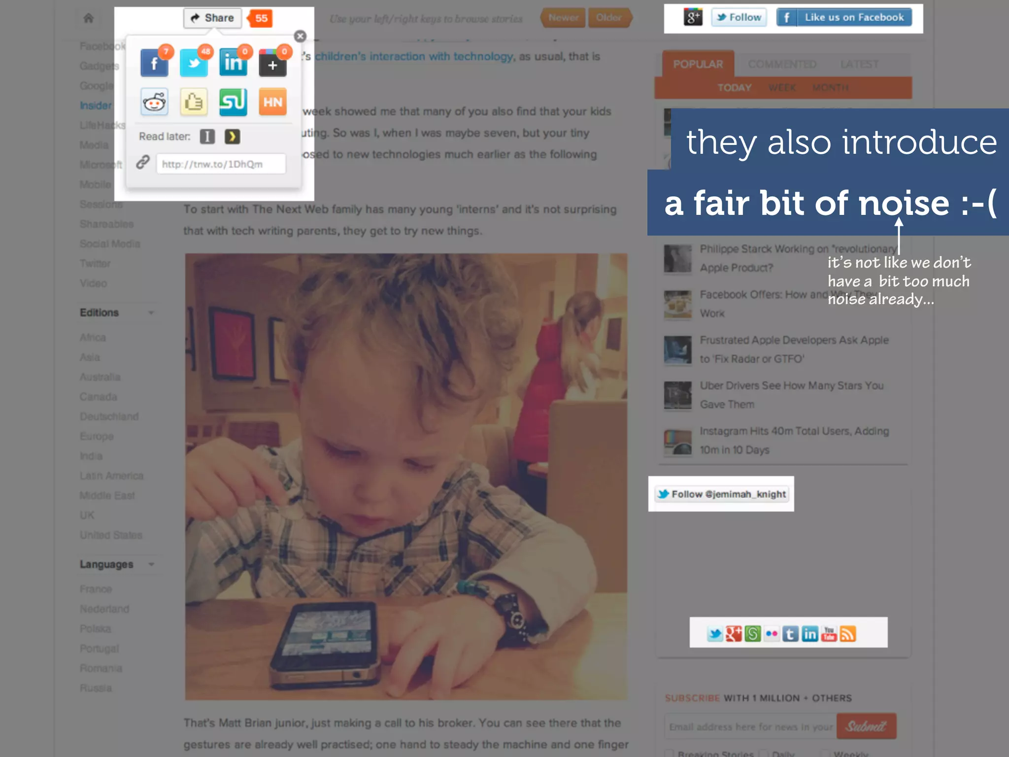 they also introduce
a fair bit of noise :-(
           it’s not like we don’t
           have a bit too much
           noise already...
 