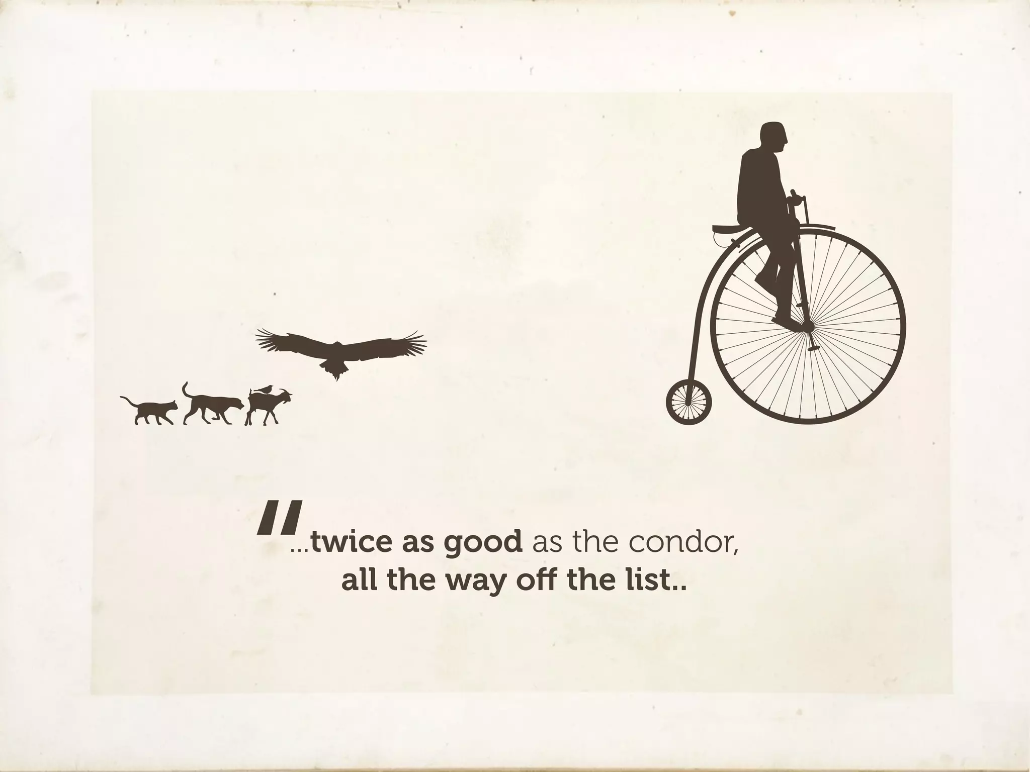 “
...twice as good as the condor,
     all the way oﬀ the list..
 