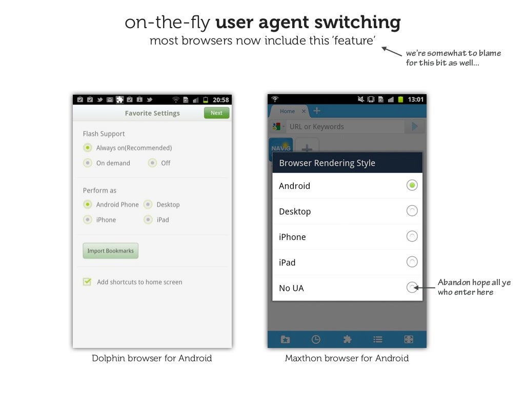 on-the-ﬂy user agent switching most