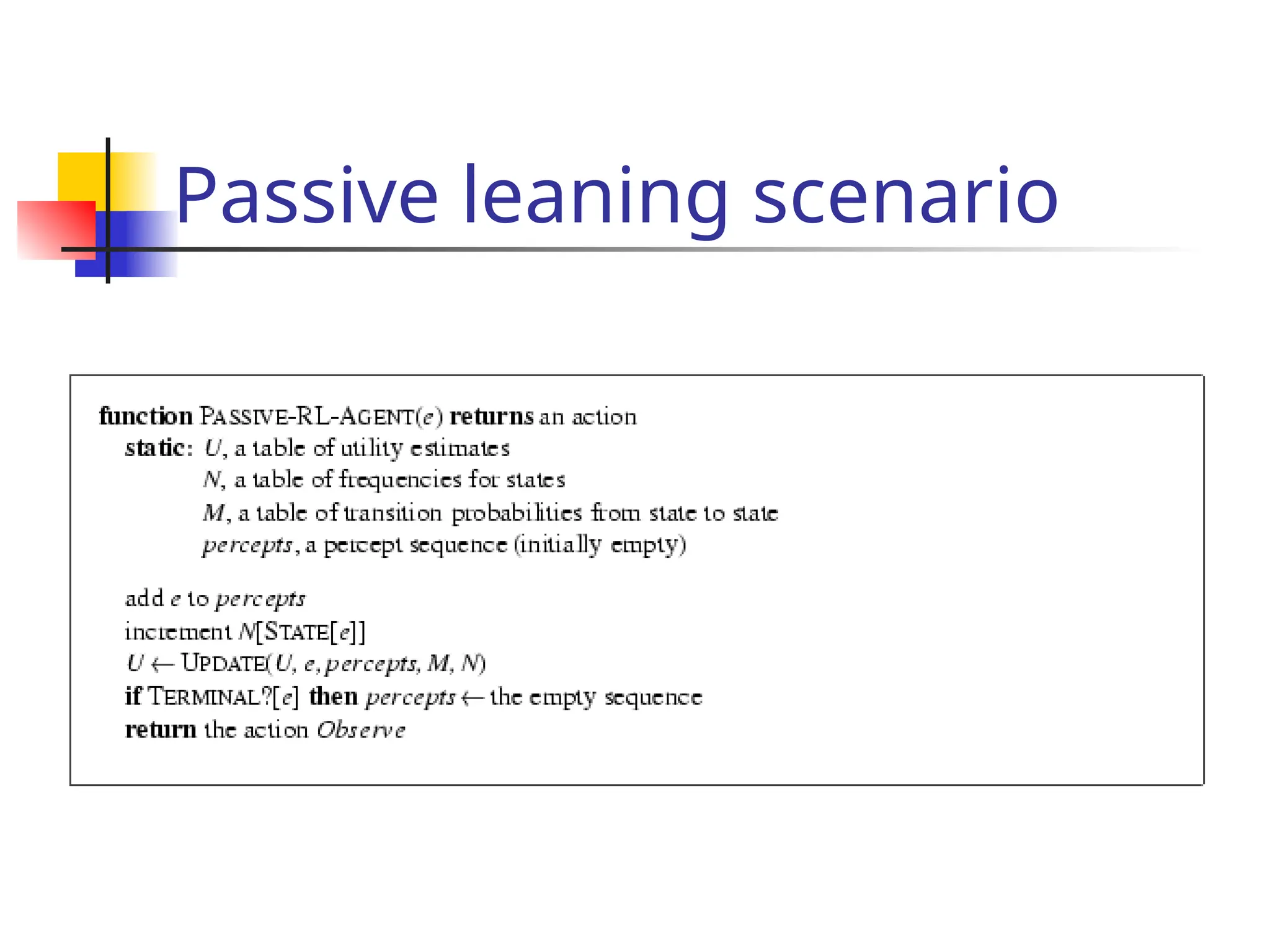 Passive leaning scenario
 