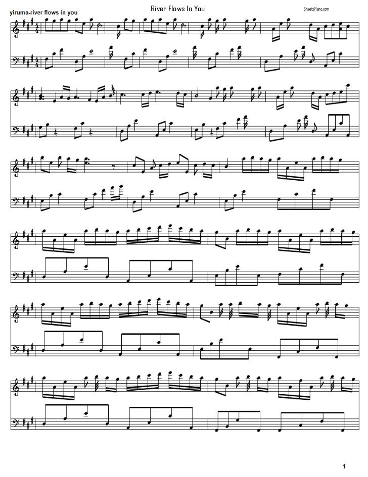 Yiruma - River flows in you piano sheet music