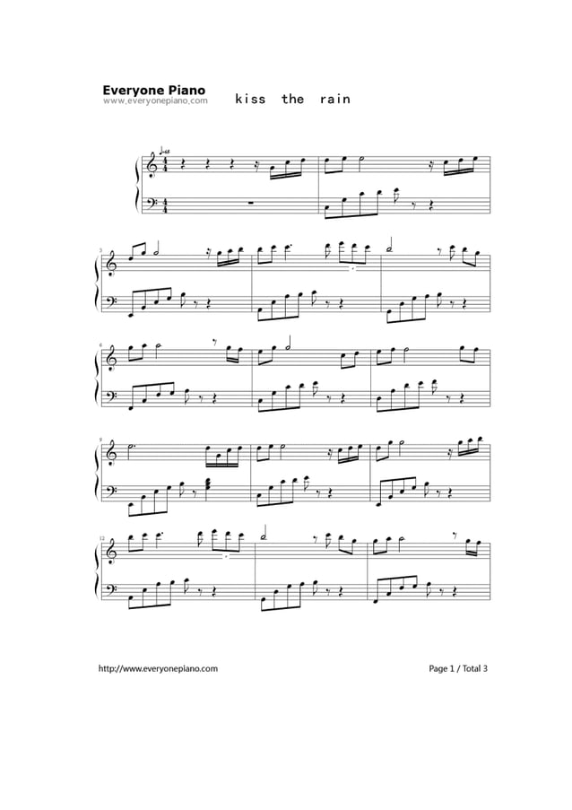 Yiruma kiss the rain | PDF
