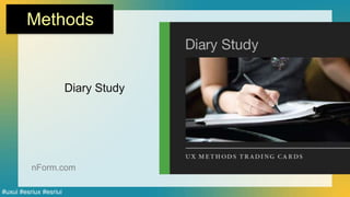 Workshop on GIS+Design
Methods
Diary Study
#uxui #esriux #esriui
nForm.com
 