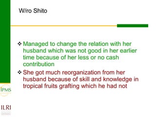Gender focused service provision and its impact: IPMS Goma experience