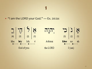  “I am the LORD your God.” — Ex. 20:2a:
27
 