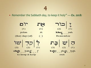  Remember the Sabbath day, to keep it holy” — Ex. 20:8:
35
 