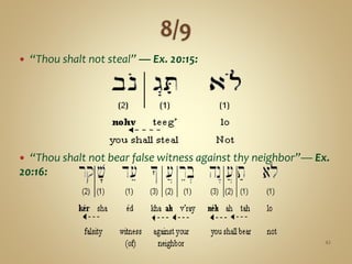  “Thou shalt not steal” — Ex. 20:15:
 “Thou shalt not bear false witness against thy neighbor”— Ex.
20:16:
42
 