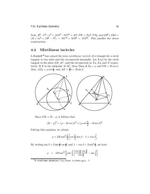Yiu Notes On Euclidean Geometry 1998