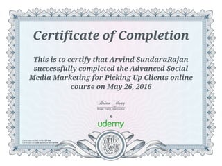 Arvind Sundararajan - Advanced Social Media Marketing