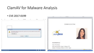 ClamAV for	Malware	Analysis	
• CVE-2017-0199
 
