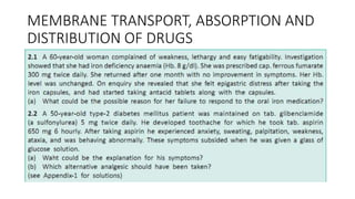 MEMBRANE TRANSPORT, ABSORPTION AND
DISTRIBUTION OF DRUGS
 