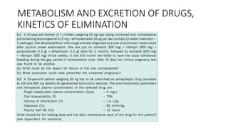 METABOLISM AND EXCRETION OF DRUGS,
KINETICS OF ELIMINATION
 