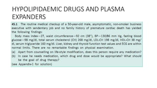 HYPOLIPIDAEMIC DRUGS AND PLASMA
EXPANDERS
 