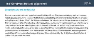 The WordPress Hosting experience - Bought cheaply and paid dearly? - Jan Löffler, CTO Plesk - CloudFest 2019