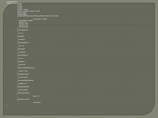  package ejercicio;
 public class operaciones {
 int dia;
 int mes;
 int año;
 int año_1 = 2012;
 int dia1 = 08,mes1 = 02,año1 = 2012;
 String nombre;
 String apellido;
 operaciones(String nombre,String apellido, int dia, int mes, int año)
 {
 this.nombre = nombre;
 this.apellido = apellido;
 this.dia = dia;
 this.mes = mes;
 this.año = año;
 año1=año1-año;
 }
 void setdia(int d)
 {
 dia = d;
 }
 int getdia()
 {
 return dia;
 }
 void setmes(int m)
 {
 mes = m;
 }
 int getmes()
 {
 return mes;
 }
 void setaño(int a)
 {
 año = a;
 }
 int getaño()
 {
 return año;
 }
 void setnombre(String nom)
 {
 nombre = nom;
 }
 String getnombre()
 {
 return nombre;
 }
 void setapellido(String ap)
 {
 apellido = ap;
 }
 String getapellido()
 {
 return apellido;
 }
 void setaño1(int a1)
 {
 año1 = a1;
 }
 int getaño_actual()
 {
 return año1;
 }
 }
 
