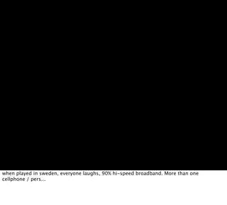 when played in sweden, everyone laughs, 90% hi-speed broadband. More than one
cellphone / pers...
 