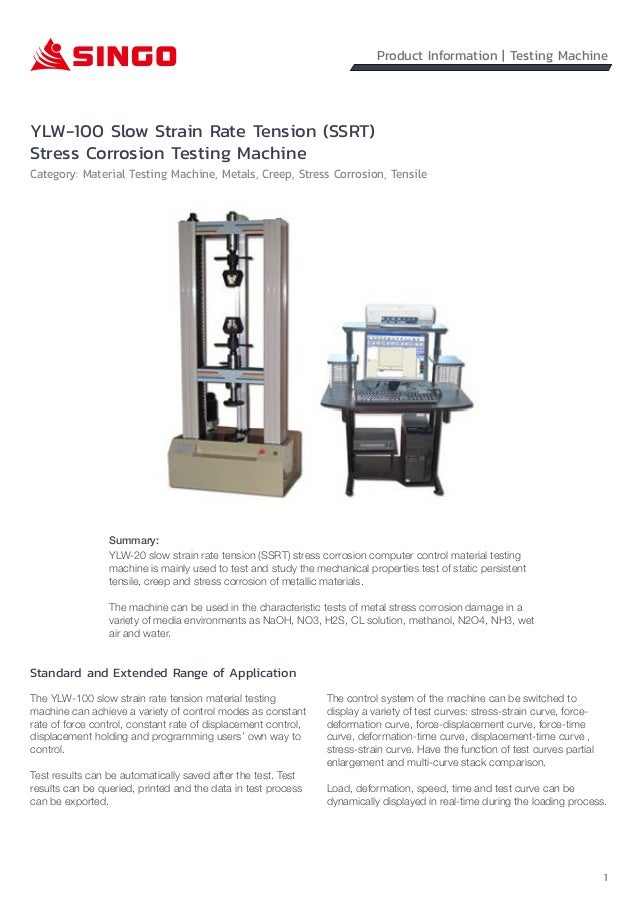 YLW 100 Slow Strain Rate Tension Stress Corrosion Testing Machine