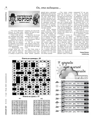 №
1616
11
мая
—18
мая
2023
www.evreimir.com
38
УЛЫБНИТЕСЬ
Ответы на сканворд с. 30
У природы
нет плохой
				 погоды
10 мая 2023 года
11 мая 2023 года
12 мая 2023 года
13 мая 2023 года
14 мая 2023 года
160
С
200
С
240
С
250
С
260
С
200
С
90
С
120
С
150
С
170
С
150
С
130
С
Ответы на судоку с. 37
№1 №2
200
С 130
С
210
С 120
С
15 мая 2023 года
16 мая 2023 года
— Что такое, Манечка?
Почему ты такая недо-
вольная вышла от врача?
— Сеня, я тебе так ска-
жу: медицина здесь хоро-
шая, а врачи — аз охн вэй!
— Манечка, ты так вы-
ражаешься, что я тебя не
пойму. Как же медици-
на хорошая, если плохие
врачи? А кто тогда лечит
этой медициной?
— Компутеры! Ком-
путеры лечат, вот что
я тебе скажу! Разве это
дело: врач не поднима-
ет голову и стучит в эти
клавиши, как заяц на ба-
рабане. Он даже не про-
слушал меня!
— Манечка, так ты же
жаловалась на коленку?
— Так что? А вдруг у
меня воспаление легких,
он это знает?
— Так что он будет
тебе слушать спину, ког-
да ты просишь вылечить
ноги? Он тебе дал лекар-
ство?
— Дал. Сеня, когда я
иду к врачу, я хочу полу-
чить удовольствие тоже!
Разве можно сравнить
врачей здесь с доктором
Кауфманом там? Ты пом-
нишь доктора Кауфмана?
Это был такой внима-
тельный доктор, его лю-
бил весь город! Он мень-
ше чем полчаса никогда
не принимал меня. Он
всегда везде послушает,
посмотрит. И расспро-
сит, и поговорит. Ой, это
таки был доктор!
— Я очень хорошо
помню доктора Кауф-
мана. Сколько раз хотел
набить ему морду, так
ты меня останавлива-
ла! Ты ходила к нему два
раза в неделю, и Раби-
новичиха называла тебя
самой главной боль-
ной нашего города. Не
знаю, кого любил весь
город, но то, что док-
тор смотрел на тебя, как
кот на кусок сметаны,
так я помню. Манечка,
не вспоминай мне этого
доктора, а то я не знаю,
что сейчас сделаю!
— Что такое, скажи,
Сеня? Ты опять за ста-
рое? Что ты имеешь к
доктору? Если бы не док-
тор Кауфман, так не ро-
дился бы наш Венечка!
— Манечка, ты зна-
ешь, как я люблю детей,
но когда родился Венеч-
ка — я чуть не сошел с
ума! Он был рыжий, как
твой доктор Кауфман…
И только когда у Венеч-
ки разглядел кривой ми-
зинчик, как у меня, так я
успокоился.
— Сеня, я всегда го-
ворила, что ты дурак!
Как ты мог такое поду-
мать?! И ты столько лет
молчал? Только мизин-
чик у Венечки твой? А
голос? С 14 лет Венеч-
ку принимают за тебя!
Ты забыл, как этот шви-
цер звонил своей класс-
ной и говорил от твоего
имени, что он не может
прийти на собрание, но
накажет сына за плохое
поведение? И так рас-
сказал, что он сделает,
что бедная учительни-
ца прибежала к нам до-
мой вечером, чтобы за-
щитить этого хулигана.
А Рабиновичиха лучше
бы молчала. Если я ле-
чилась у доктора, так ее
лечил Гельман из пожар-
ной части. Ты помнишь
Гельмана? Ой, ша, я ни-
чего не говорила!
— Нет, Сеня, все-таки у
нас врачи были таки луч-
ше, а медицина — хуже!
И не спорь со мной!
— Манечка, и ты трид-
цать лет назад была та-
кая красавица, что любой
доктор был готов лечить
только одну тебя! Нет,
нет. Ты и сейчас краси-
вая, но тогда ты была еще
и молодая. Всё, не бери
в голову за этих врачей,
пойдем уже в аптеку.
Галина Русина
isralove.org
Ох, эта медицина…
9 мая 2023 года
 