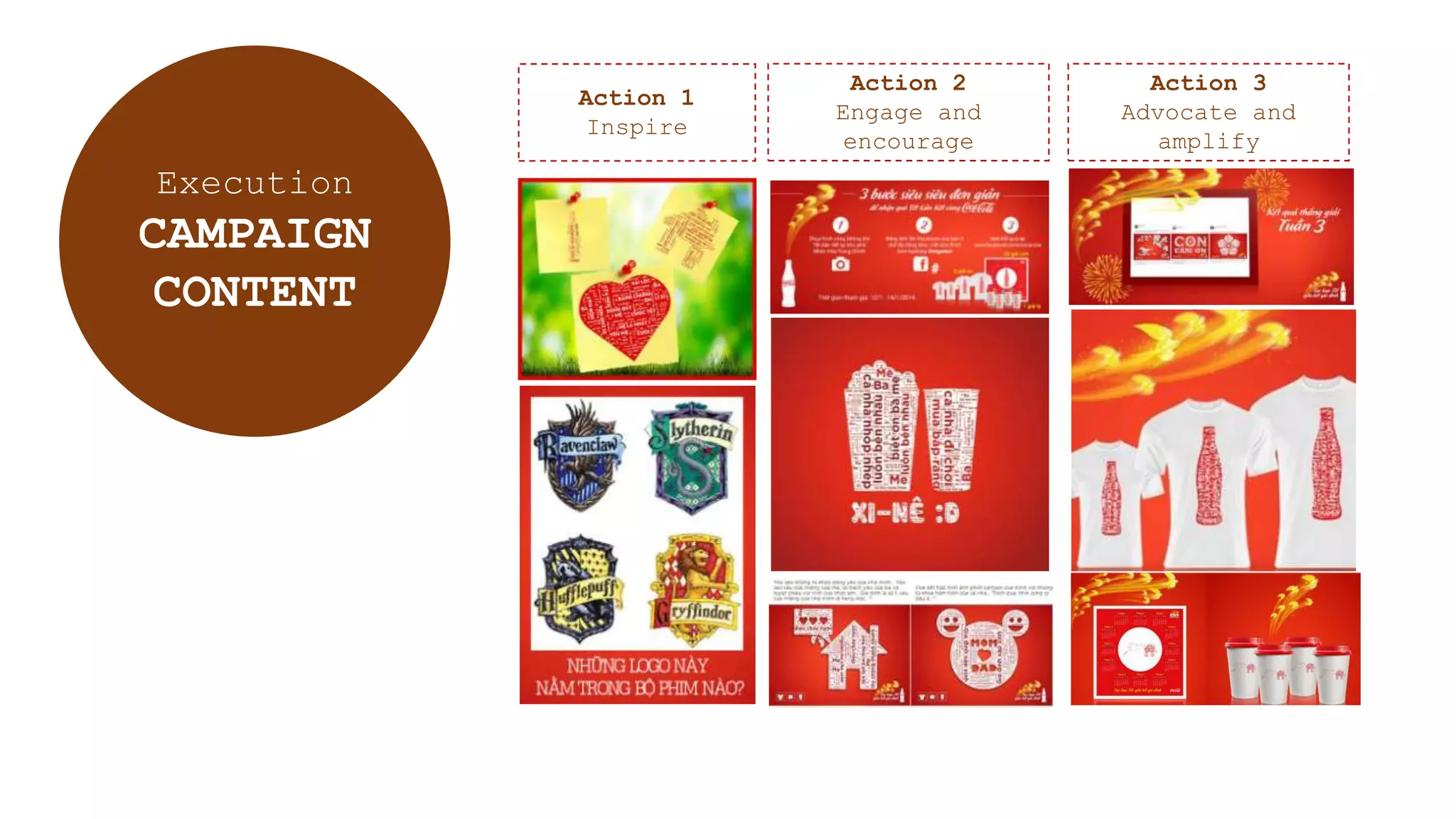 Action 1
Inspire
Action 3
Advocate and
amplify
Action 2
Engage and
encourage
Execution
CAMPAIGN
CONTENT
 