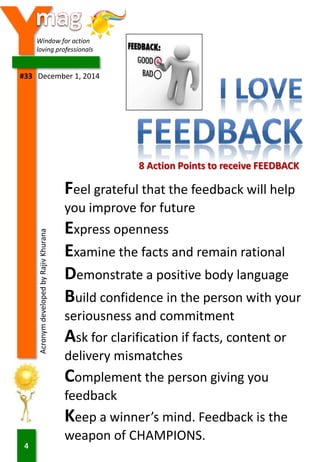 YWindow for action
loving professionals
4
#33 December 1, 2014
Feel grateful that the feedback will help
you improve for f...