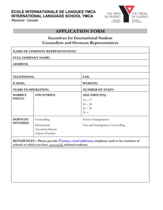 Ymca Agent Application Form