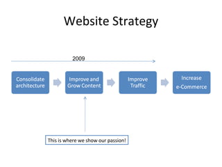 Website Strategy This is where we show our passion! 2009 