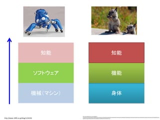 機械（マシン）
ソフトウェア
知能
身体
機能
知能
http://www.1999.co.jp/blog/1210192
http://ja.wallpapersma.com/wallpaper/_-
%E3%83%AA%E3%82%B9%E3%80%81%E5%A3%81%E7%B4%99%E3%80%81%E3%83%AF%E3%82%A4%E3%83%89%E3%82%B9%E3%82%AF%E3%83%AA%E3%83%BC%E3%83%B3%E3%81%AE%E3%80%81%E3%
83%9E%E3%83%83%E3%82%AF%E3%80%81%E3%83%9A%E3%83%83.html
 