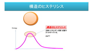構造のヒステリシス
Energy
生物＝エネルギーが高い状態で
ひっかかっている。
なぜ？
構造のヒステリシス
 