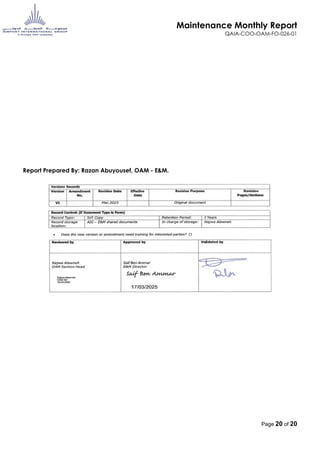 Engineering Maintenance Report yearly Management report for Engineering and maintenance | DOCX