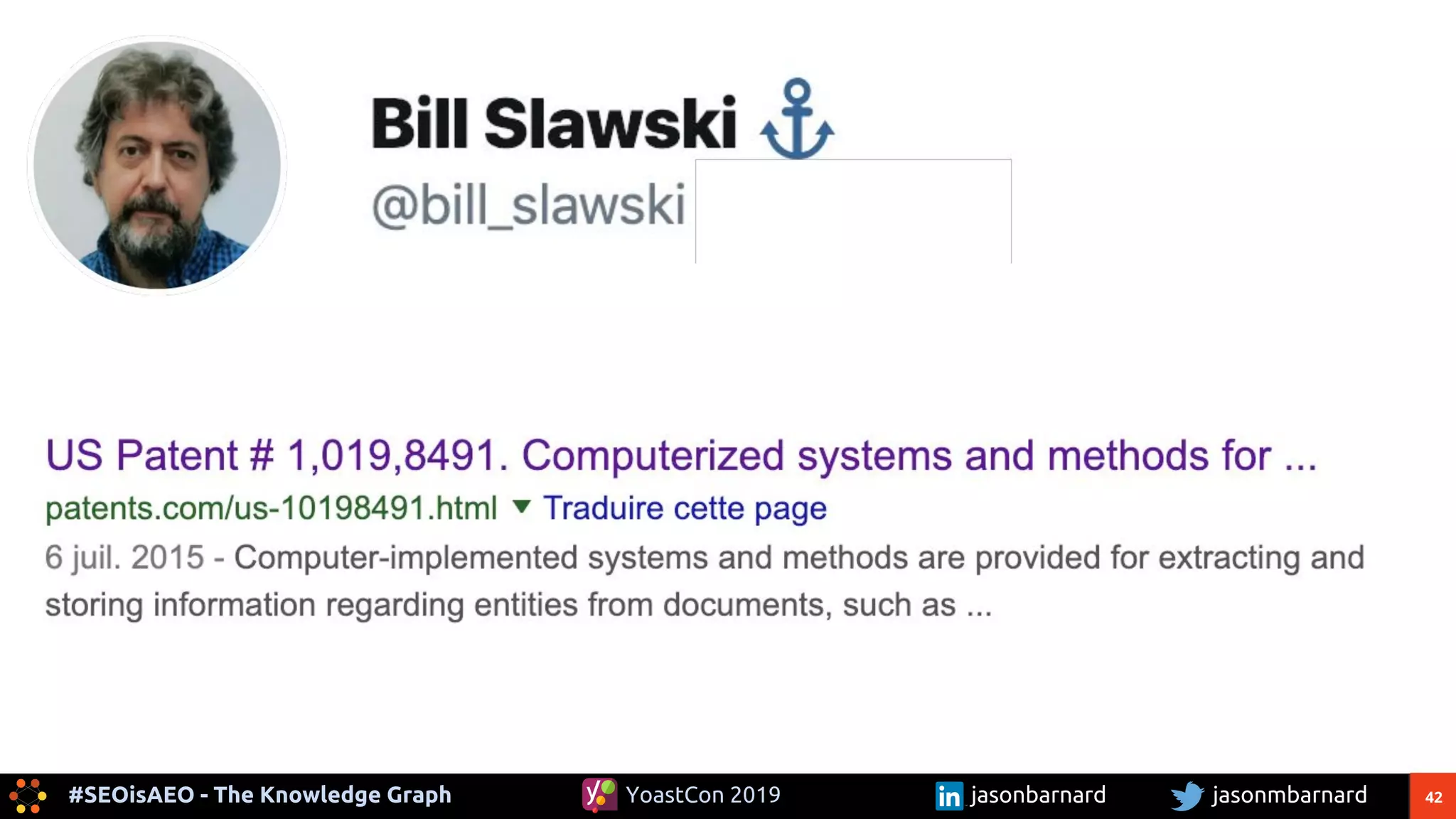 42#SEOisAEO - The Knowledge Graph jasonmbarnardYoastCon 2019 jasonbarnard
 