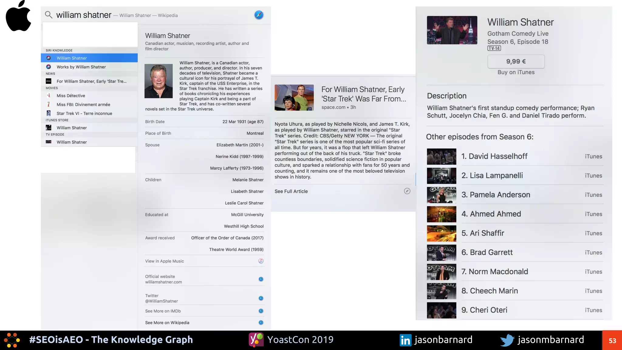 53#SEOisAEO - The Knowledge Graph jasonmbarnardYoastCon 2019 jasonbarnard
 