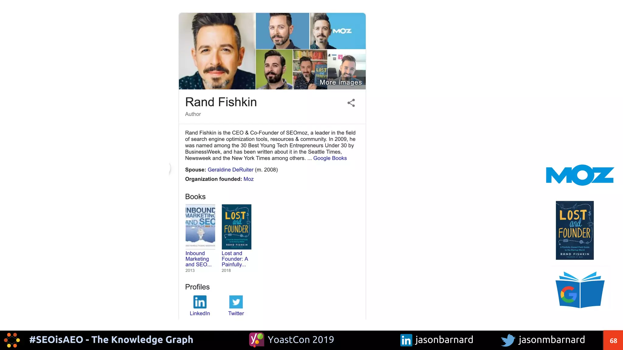68#SEOisAEO - The Knowledge Graph jasonmbarnardYoastCon 2019 jasonbarnard
 