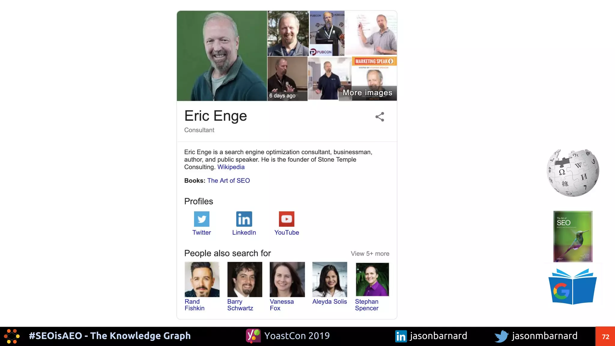 72#SEOisAEO - The Knowledge Graph jasonmbarnardYoastCon 2019 jasonbarnard
 