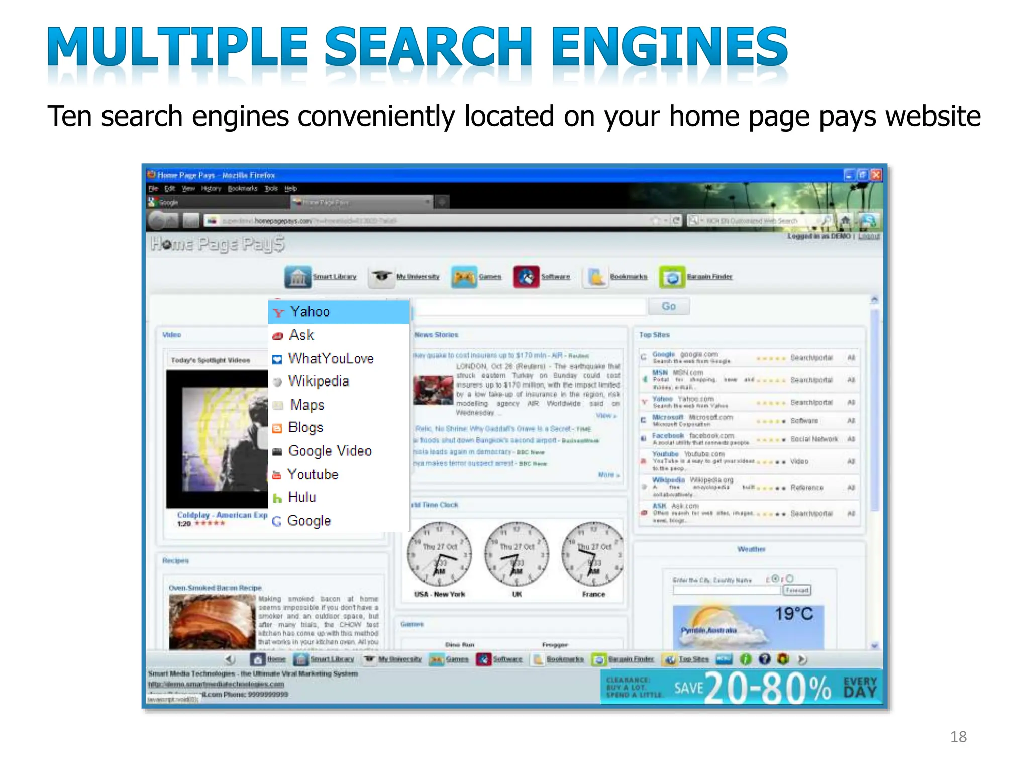 Ten search engines conveniently located on your home page pays website
18
 