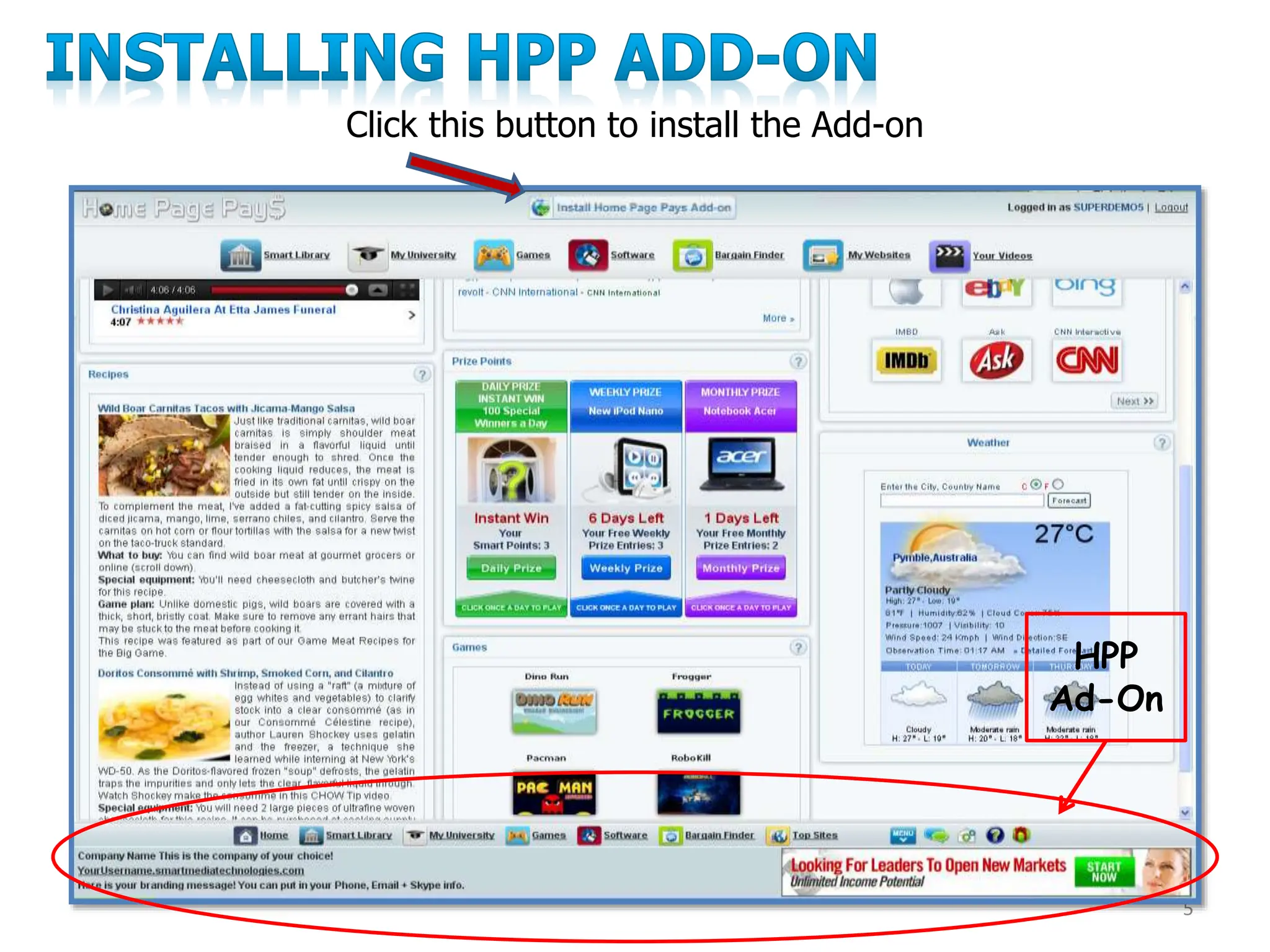 5
Click this button to install the Add-on
HPP
Ad-On
 
