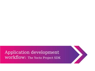 Application development
workflow: The Yocto Project SDK
 