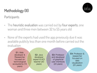 Methodology (II)
Participants
• The heuristic evaluation was carried out by four experts, one
woman and three men between ...
