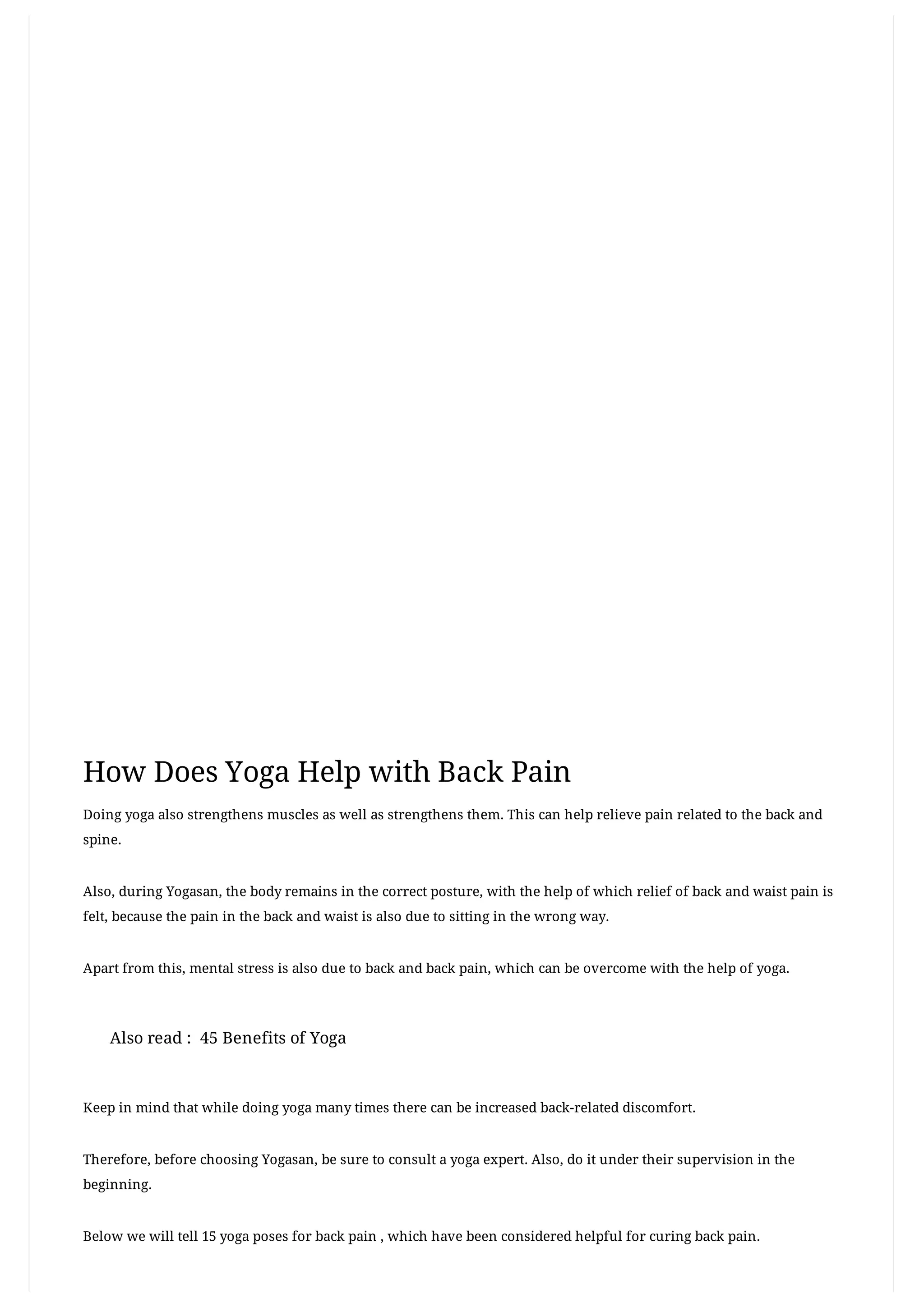 Yoga poses for back pain relief | PDF