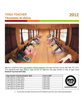 Yoga Teacher Training In India - 2012