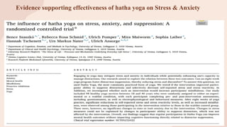 Evidence supporting effectiveness of hatha yoga on Stress & Anxiety
 